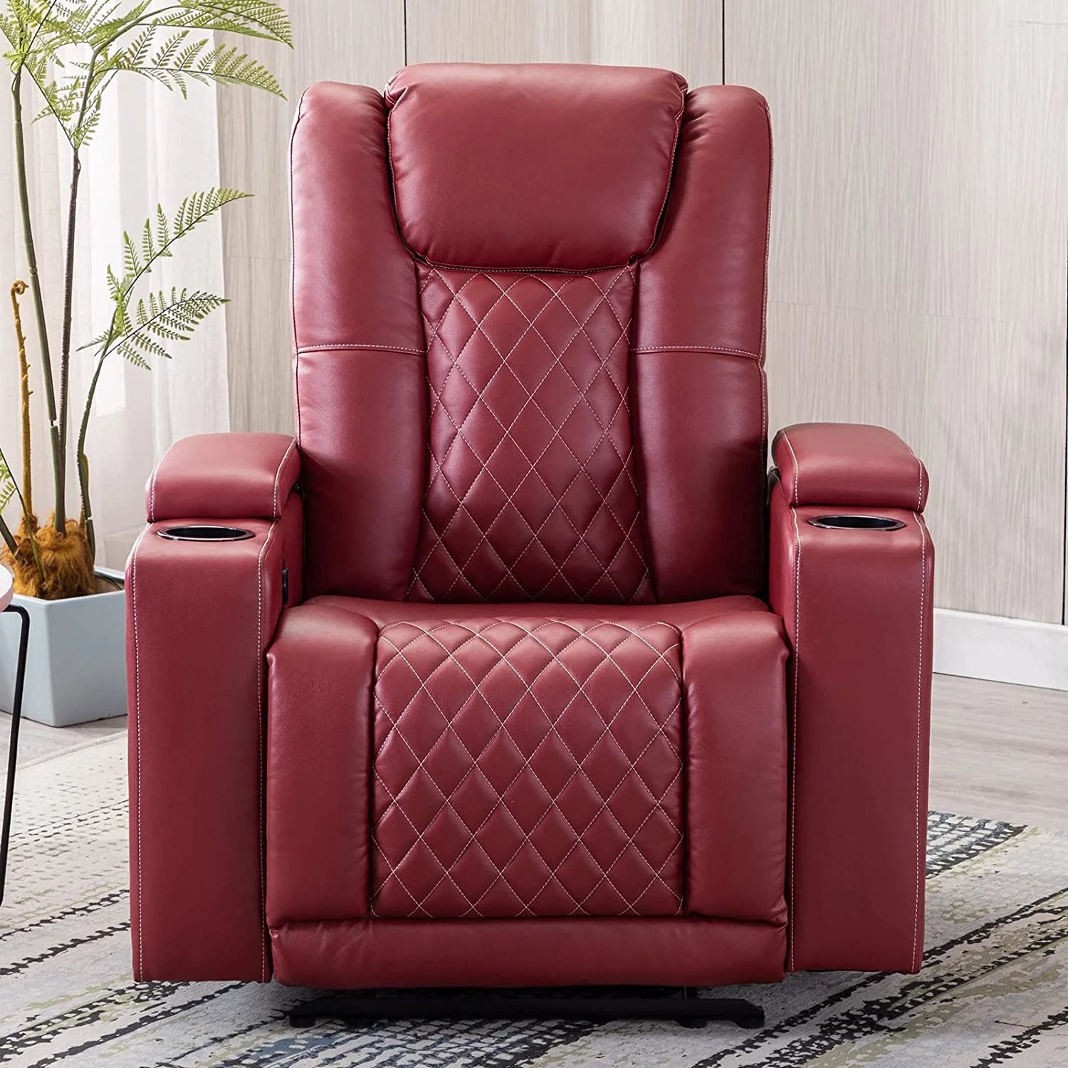 Power Recliner Chair Set of 3 PU Leather Black W42679