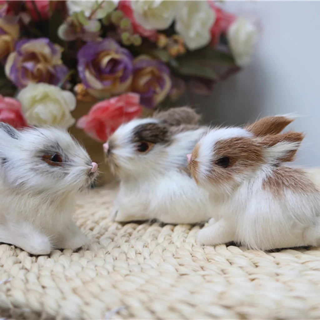 1/4Pcs Simulation Rabbit Plush Bunny Soft Toy Ornament J144270