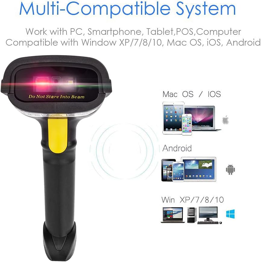 2D Barcode Scanner, 2.4G Wireless & Bluetooth & USB Wired, Pack of 2 W87671