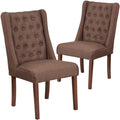 2 Pk Black Leather Tufted Parsons Chair X62385