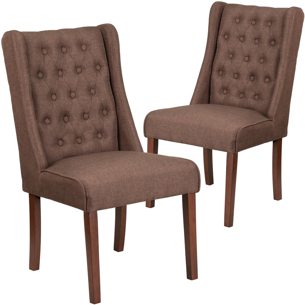 2 Pk Black Leather Tufted Parsons Chair X62385
