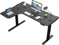Dual Motor L Shaped Standing Desk, 61 inch Electric Height Adjustable Black Frame W796381