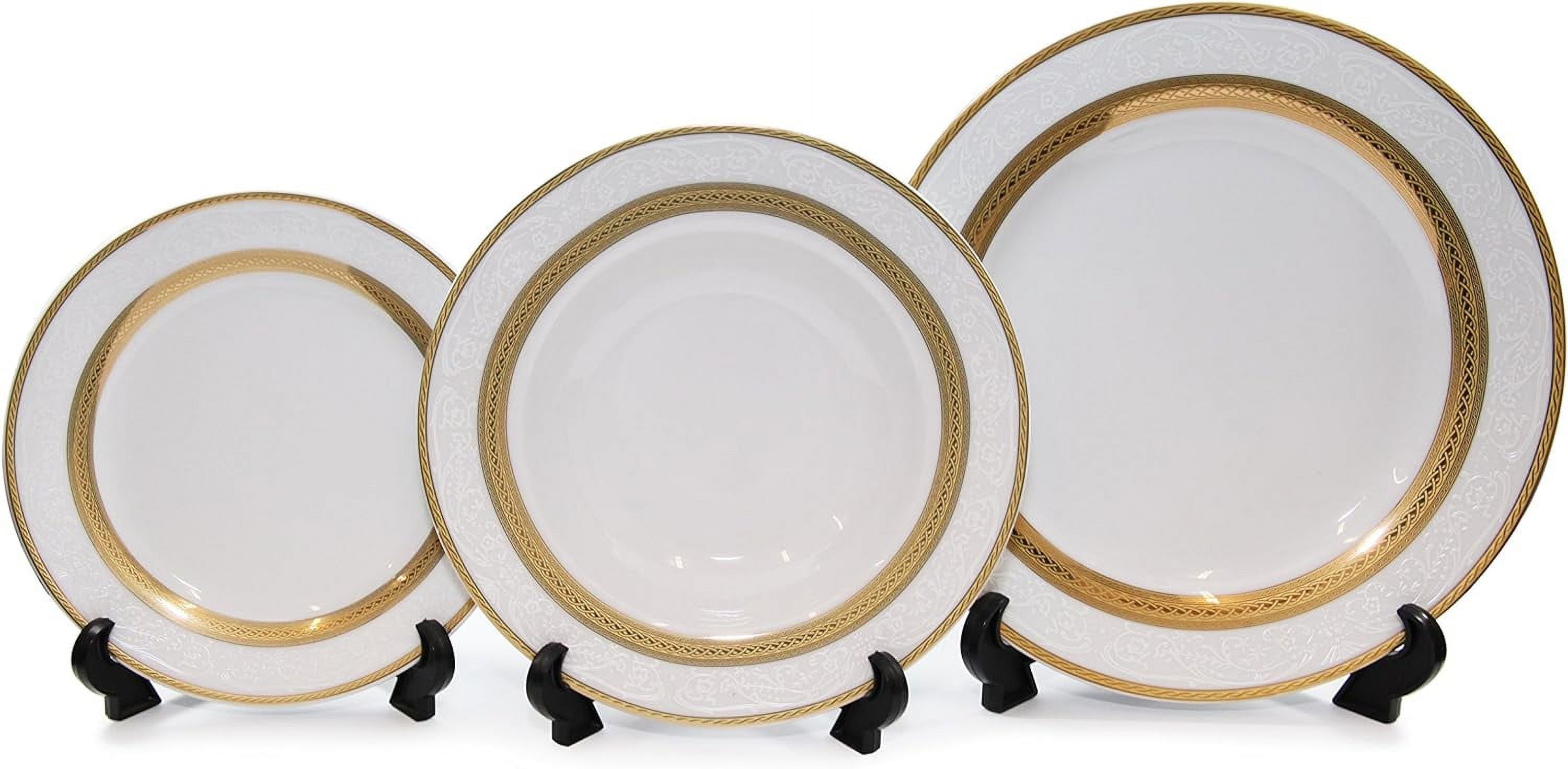 White 24K Plated Porcelain Dinnerware Set D3671
