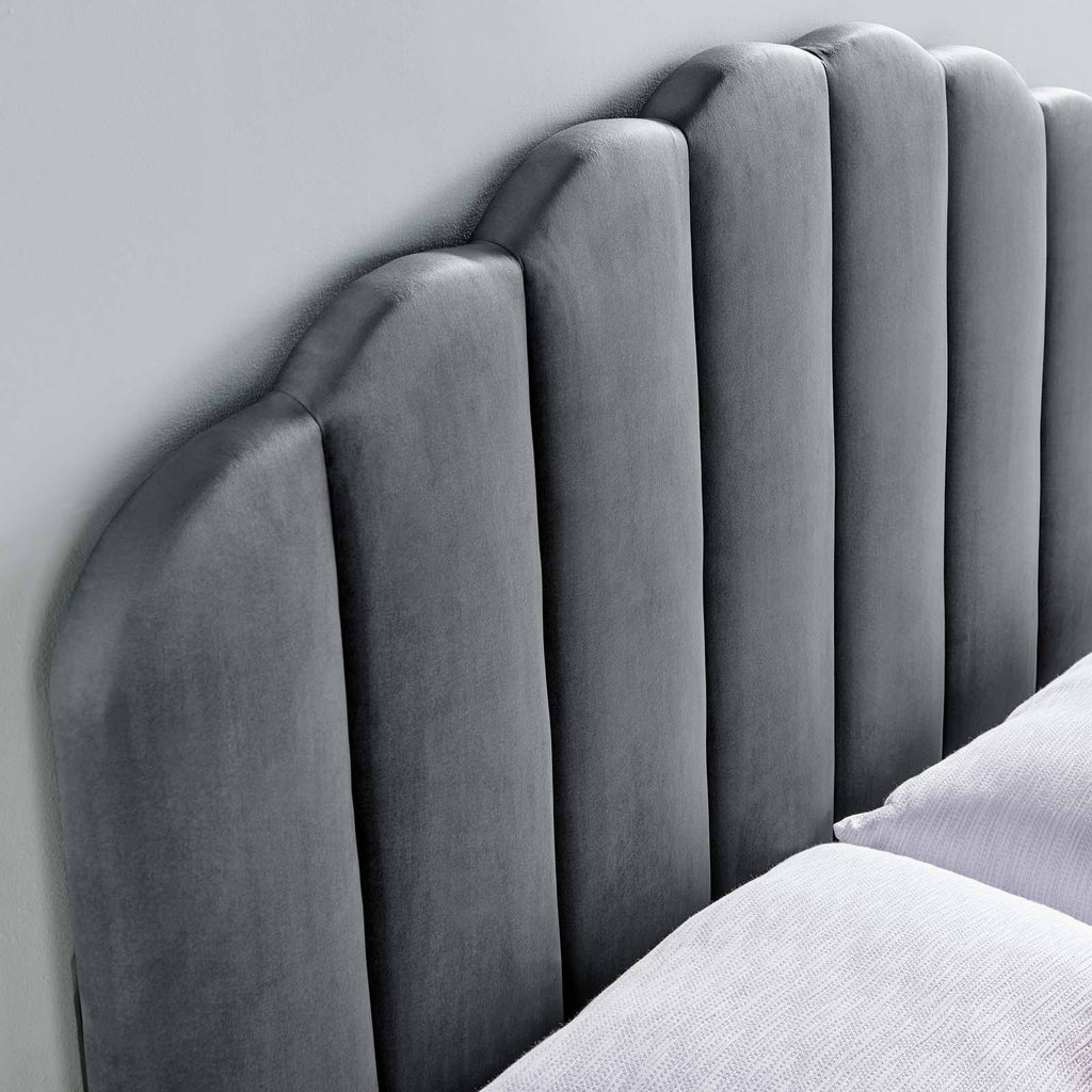 White Velvet King/California King Headboard S218949