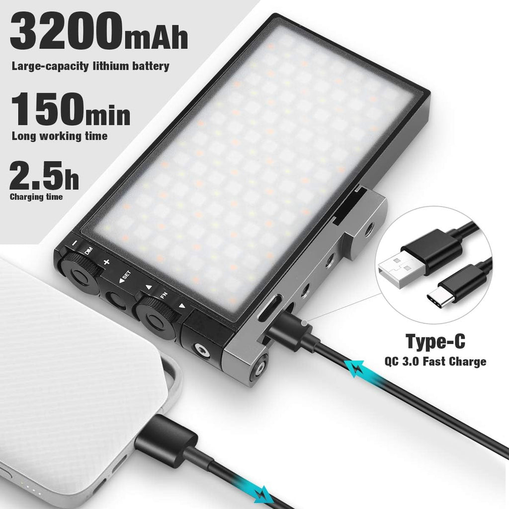 RGB Video Light with Rechargeable Battery, CRI 97, Aluminum Alloy Body P22378