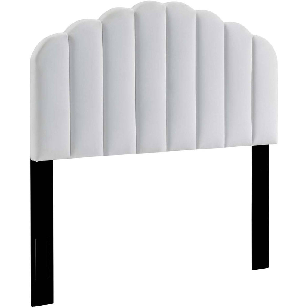 White Velvet King/California King Headboard S218949