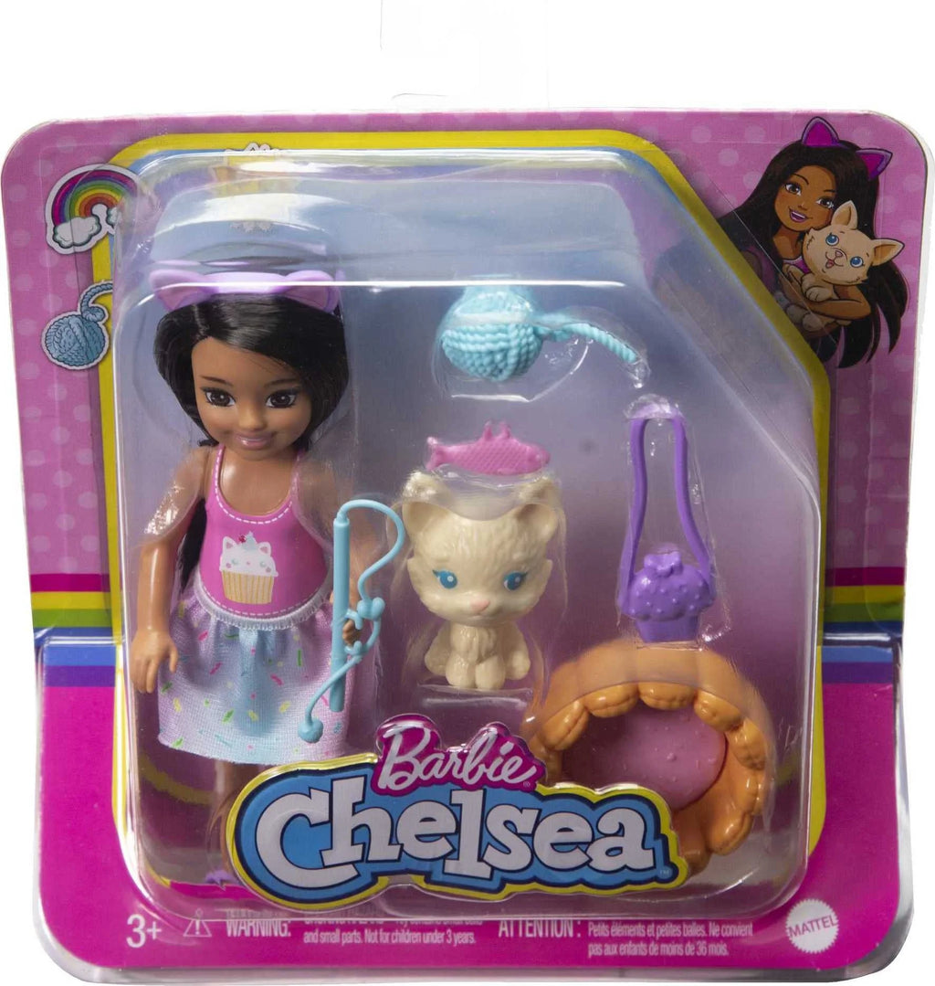 Brunette Doll with Removable Skirt, Kitten, Pet Bed O860