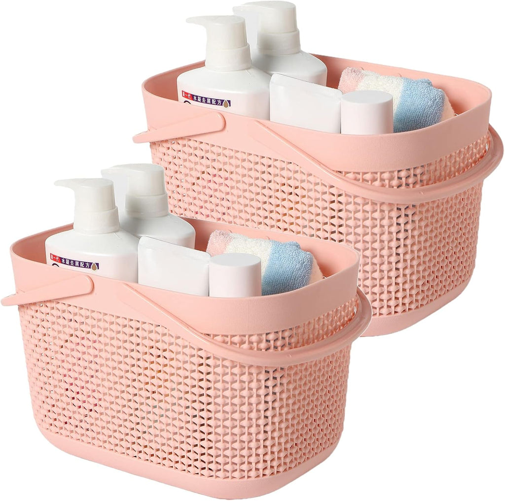 2-Pack Plastic Storage Baskets With Handles and Holes (White) J715076