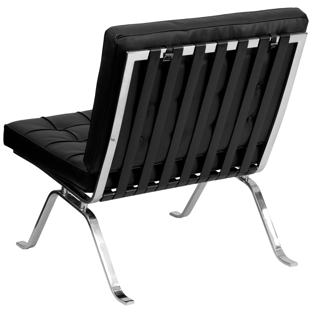 Black LeatherSoft Lounge Chair with Curved Legs N60873