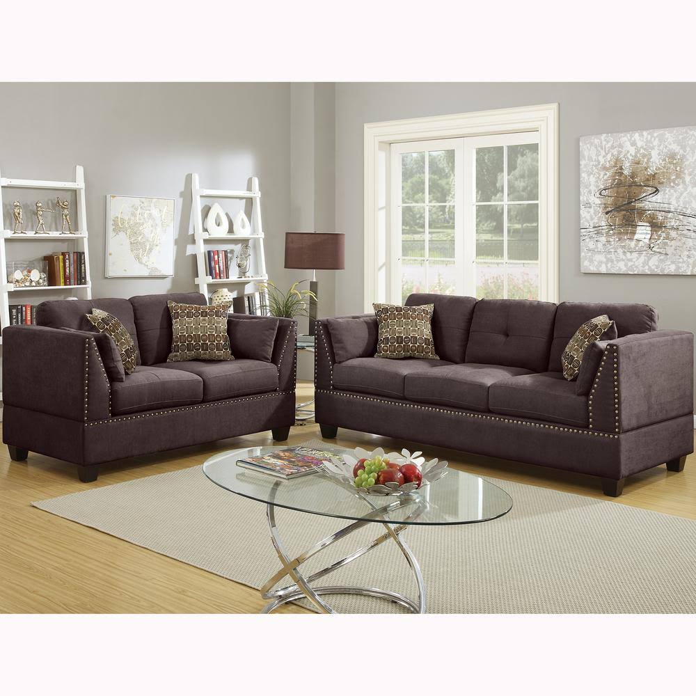 Dark Brown Velvet Sofa Set O334