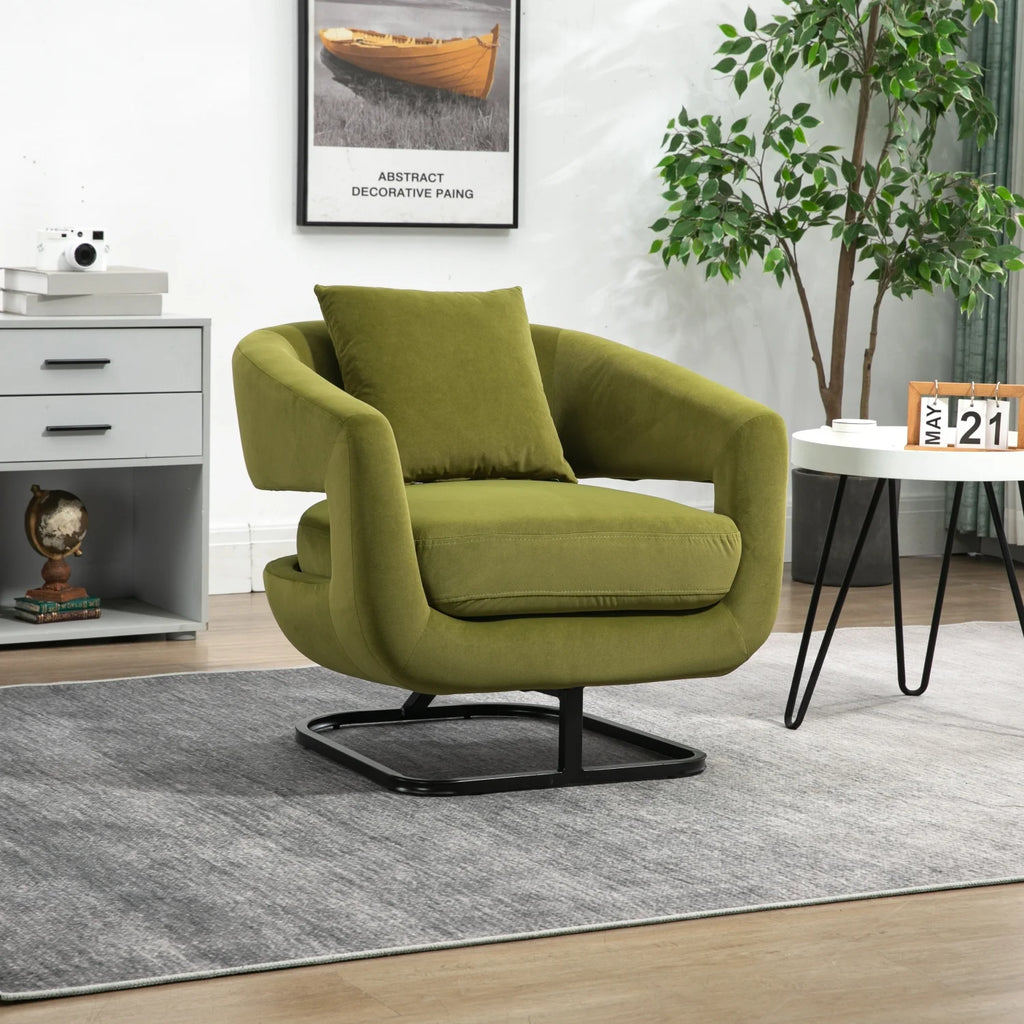 Olive Upholstered Tufted Velvet Accent Chair with Metal Stand H97441