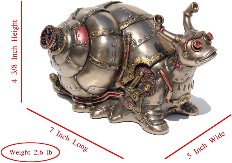 Steampunk Giant Land Snail Trinket Box Cold Cast Resin Antique Bronze Finish G836553