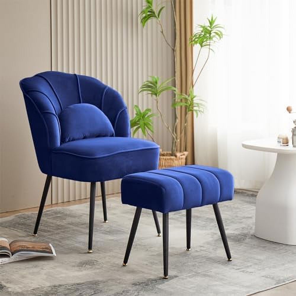 Beige Velvet Wingback Accent Chair with Ottoman M23105