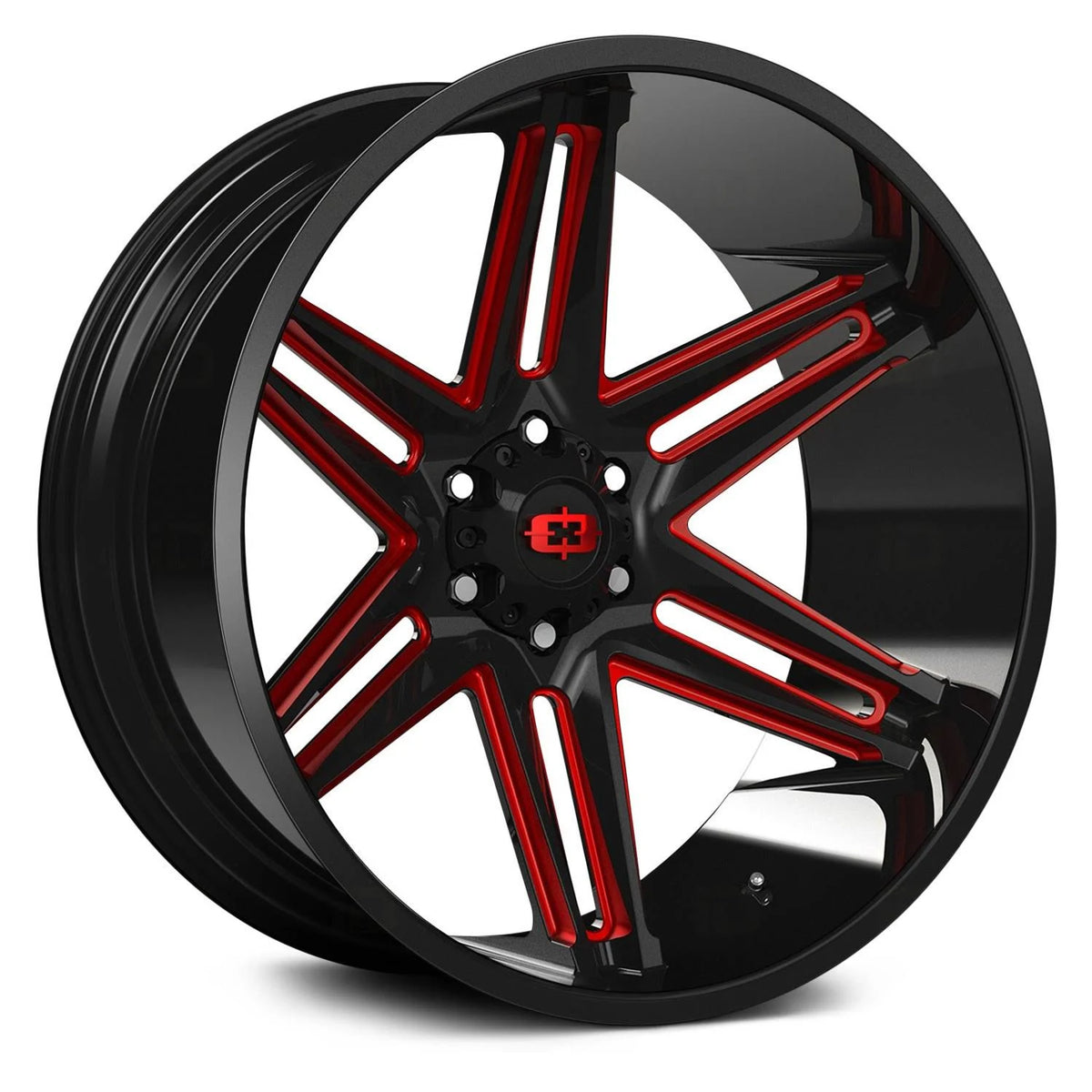2003 Jeep Grand Cherokee Vision Black & Red Razor Wheel L6484