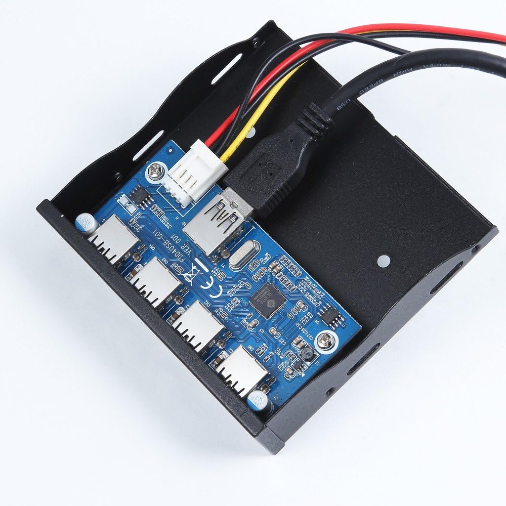 USB 3.0 4-Ports 3.5 inch Metal Front Panel USB Hub with 15 Pin SATA Power Connector H76973