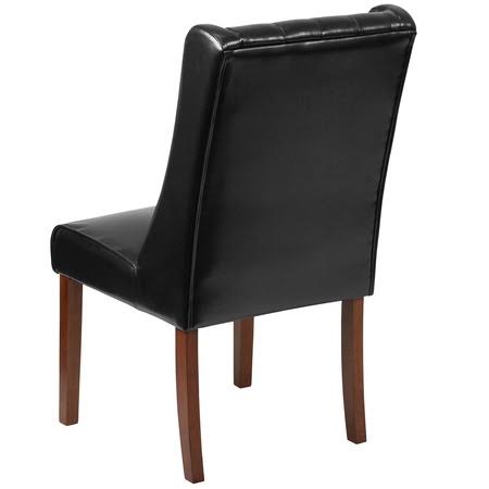 2 Pk Black Leather Tufted Parsons Chair X62385