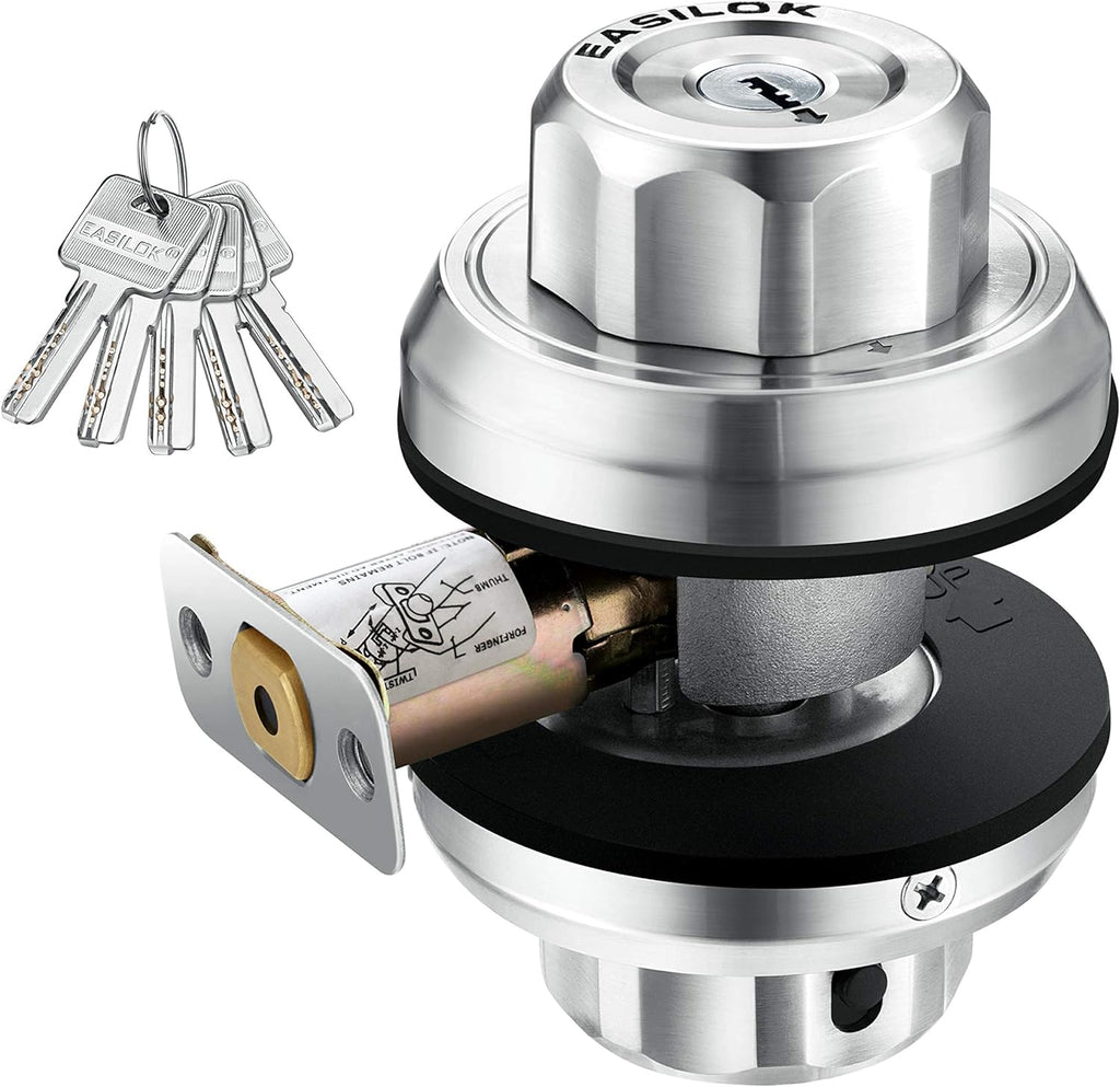 Keyless Twist to Lock Deadbolt Lock, 304 Stainless Steel Casting Front Door Lock, Single Cylinder Deadbolt and Door Knob, Pack of 2 V5902