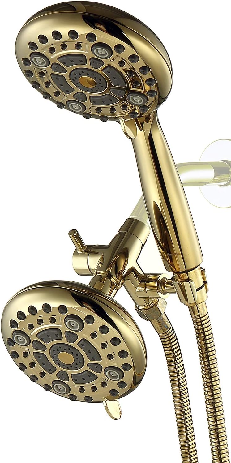 High Pressure Dual Shower Head Combo with 72 Inches Stainless Steel Hose, 3-Way Brass Diverter, Brushed Nickel, Pack of 2 B758383