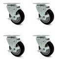 Black Poly Swivel Caster Set of 4 with Top Lock Brake T711