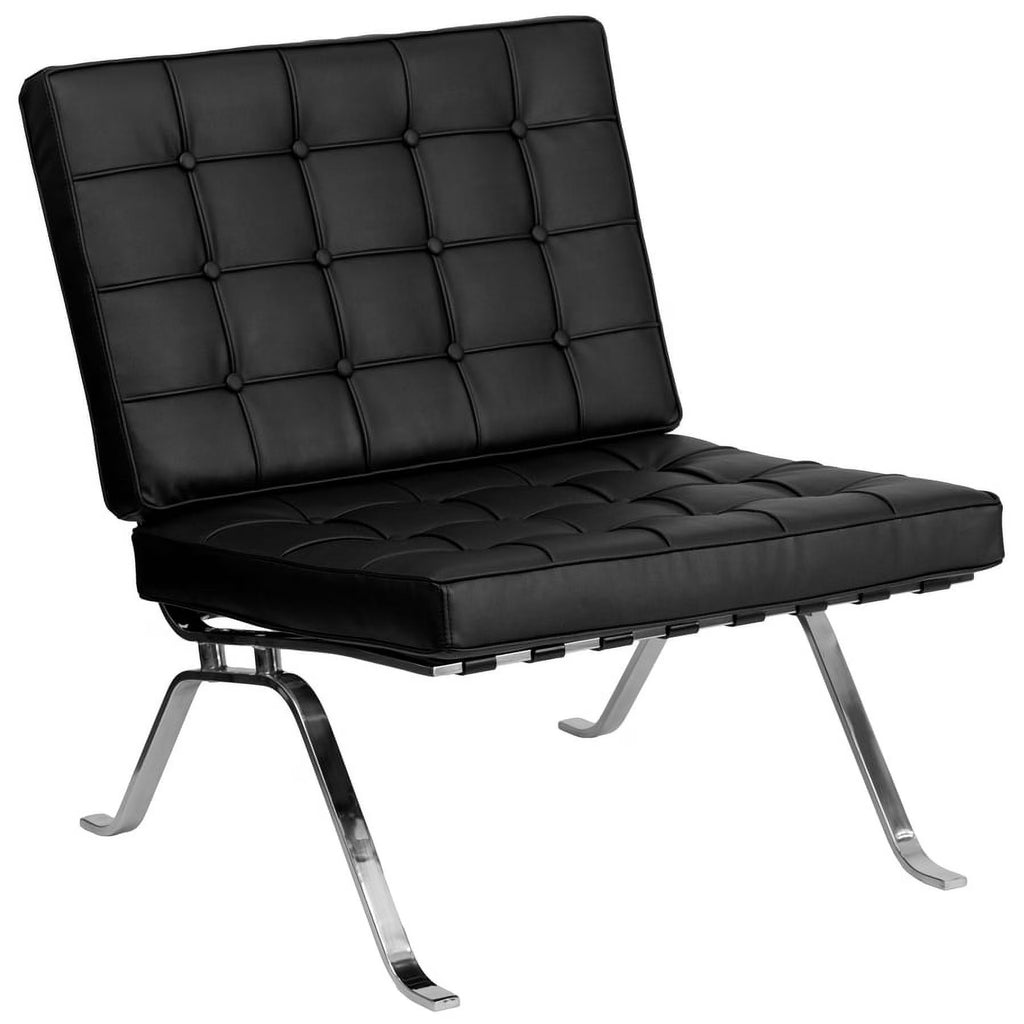 Black LeatherSoft Lounge Chair with Curved Legs N60873