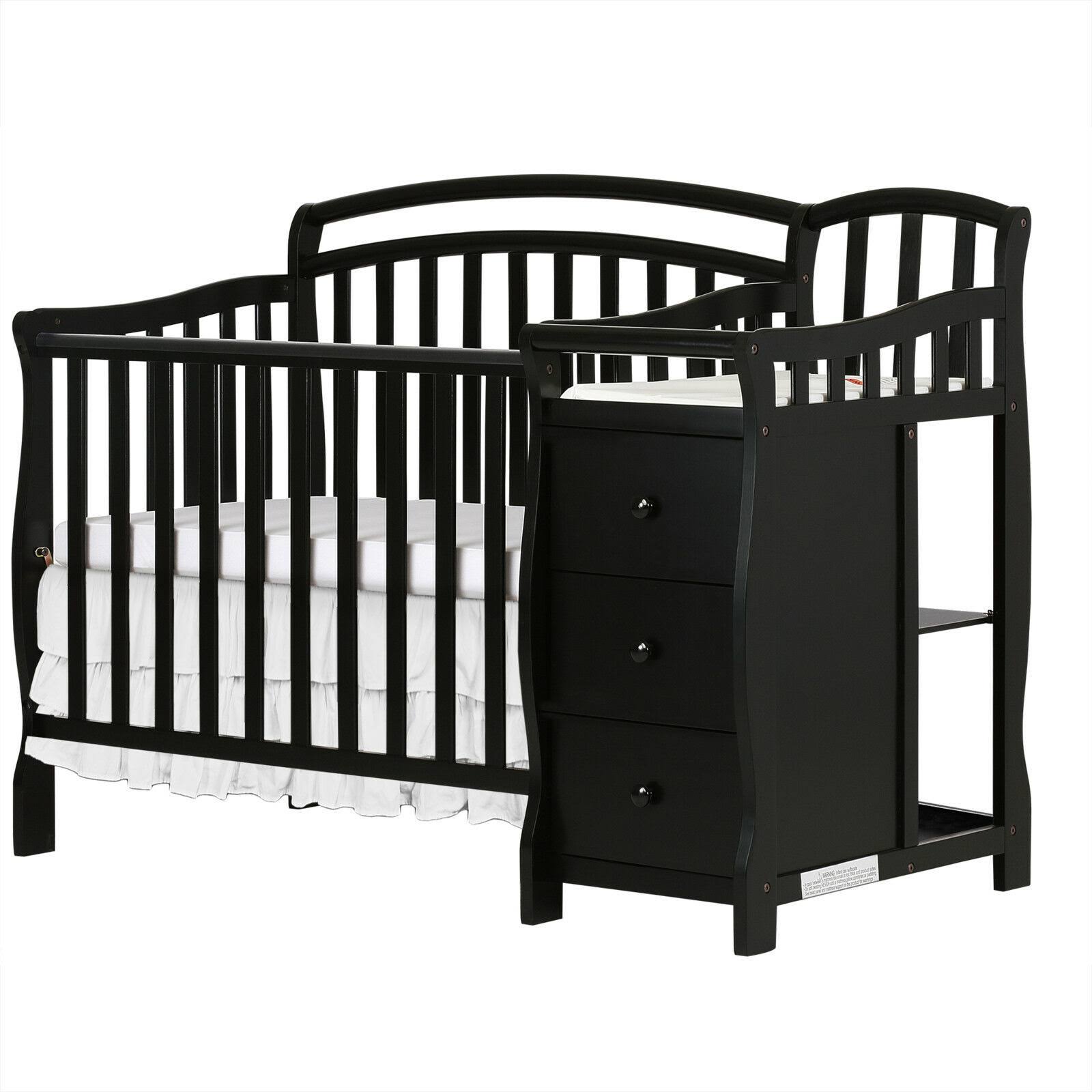 4-in-1 Mini Crib and Dressing Table Black K86936