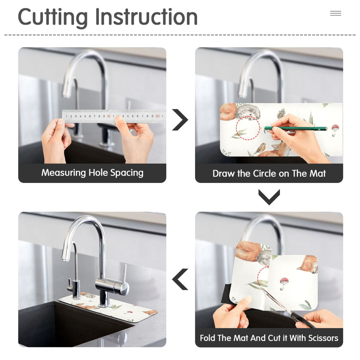2 PCs Sink Splash Guard Set Absorbent Draining Mats 30x5.4in Y6308