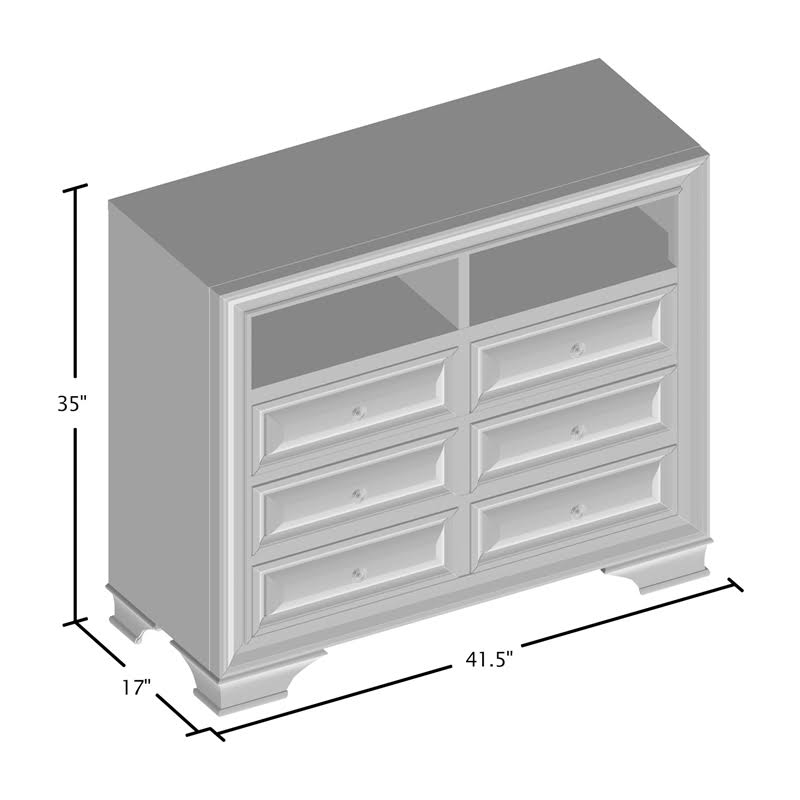 6 Drawer Media Chest in Brown Cherry K2891