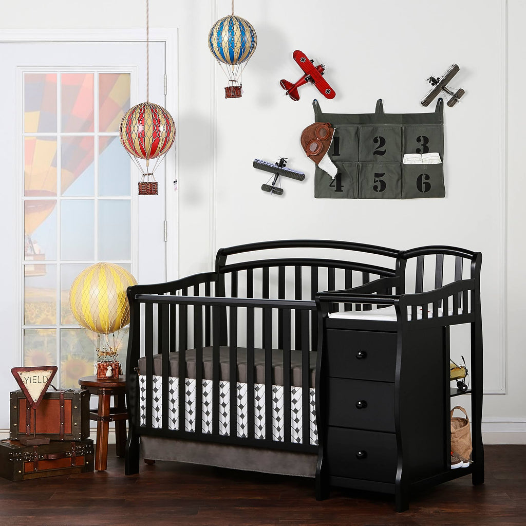 4-in-1 Mini Crib and Dressing Table Black K86936