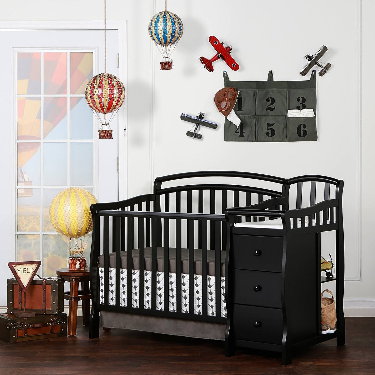 4-in-1 Mini Crib and Dressing Table Black K86936