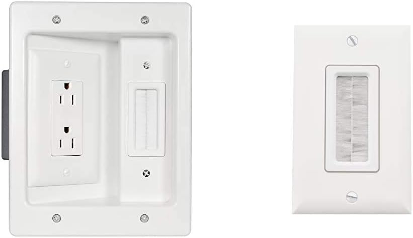 Flat Panel TV Connection Kit with Cable Access Strap, White, Pack of 2 W4528