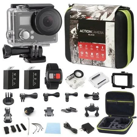 4K Action Camera Dual Screen Ultra HD 16MP Camcorder with Remote J7285