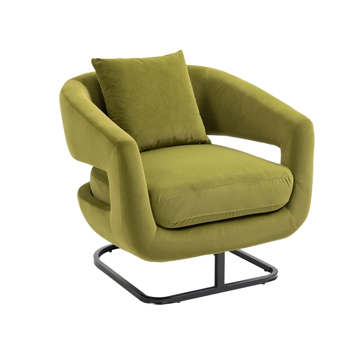 Olive Upholstered Tufted Velvet Accent Chair with Metal Stand H97441