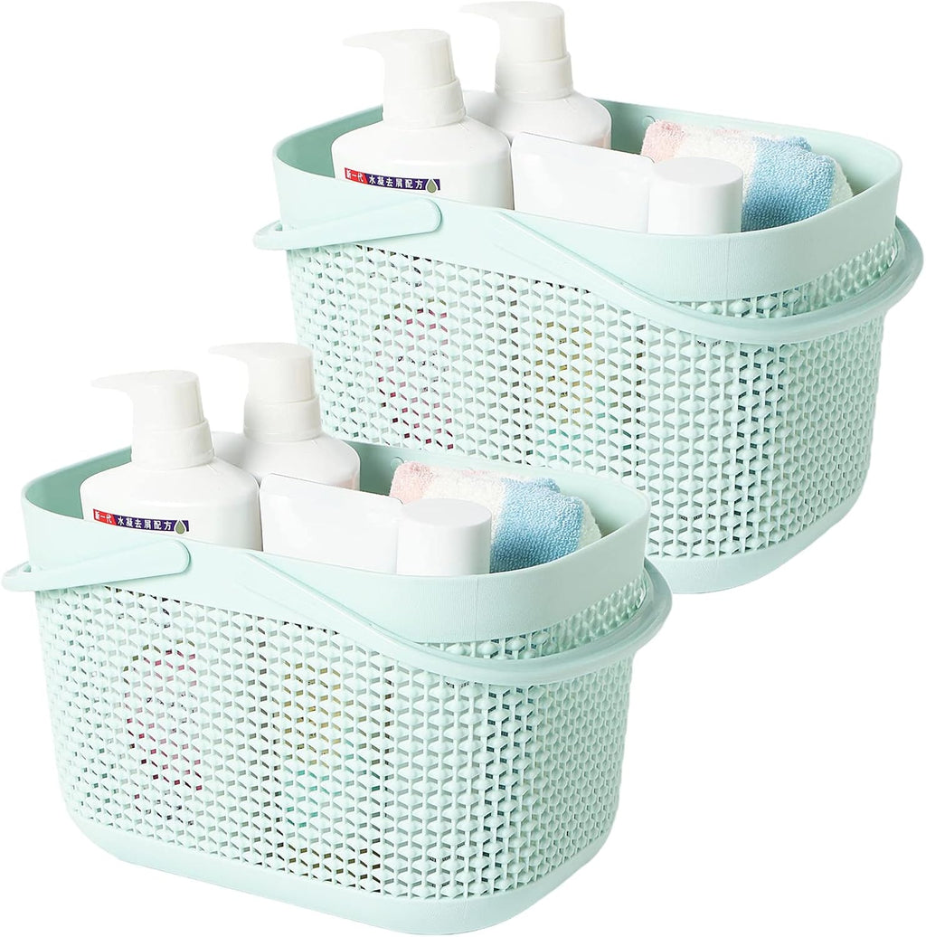 2-Pack Plastic Storage Baskets With Handles and Holes (White) J715076