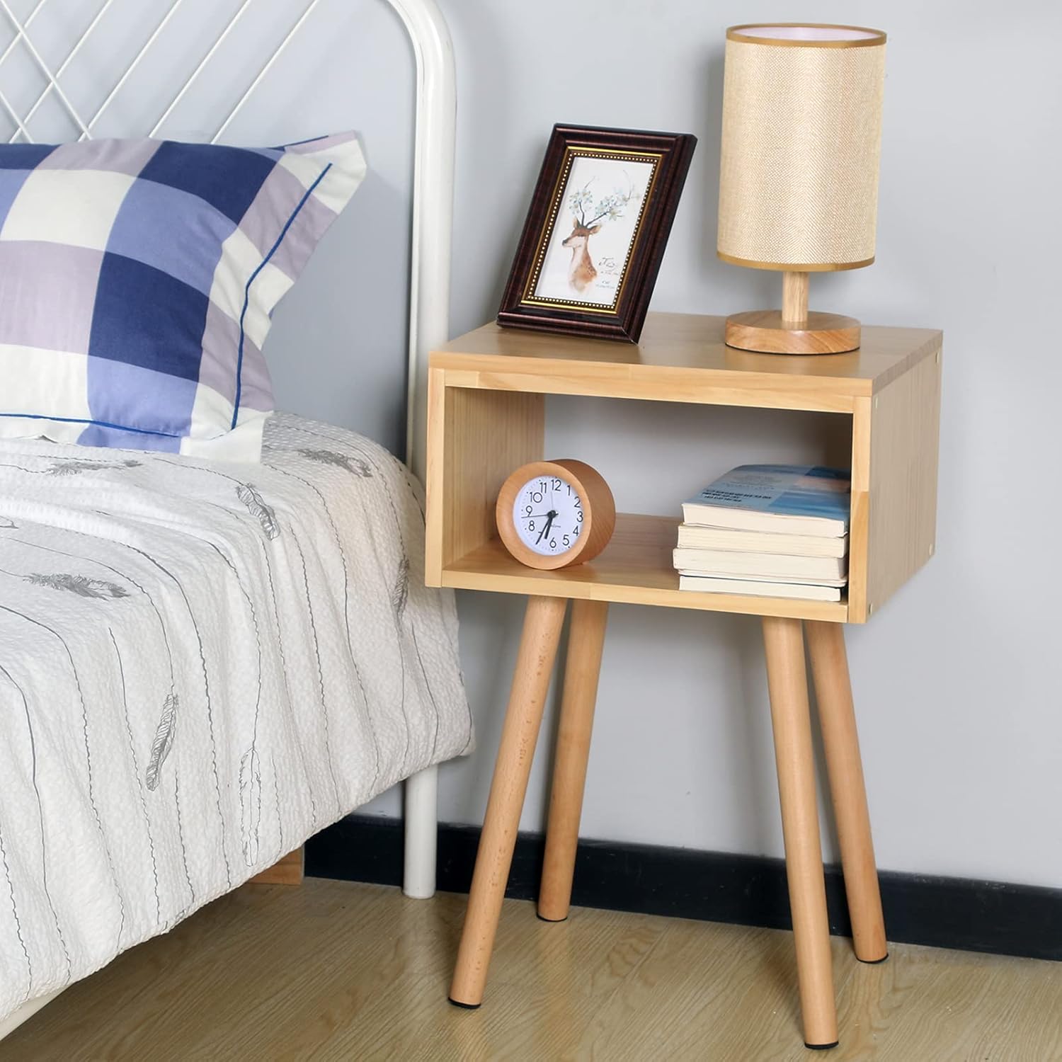 Solid Wood Nightstand Natural Wood Color W34908