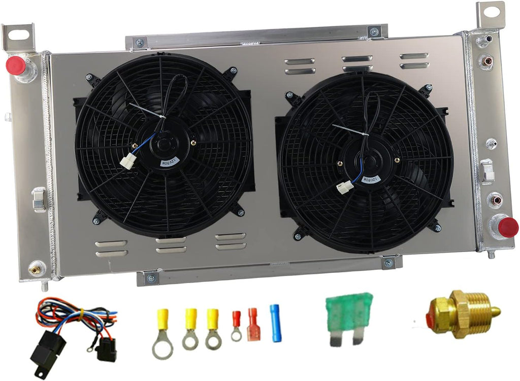 Aluminum 3 Row Radiator with Shroud and 2 x 14" Fan Relay Z282020
