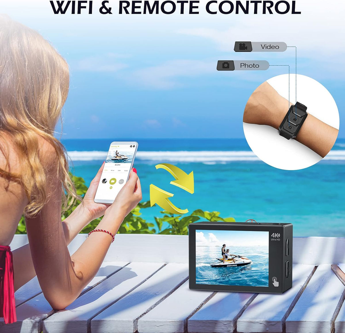 4K 20MP Dual Screen Waterproof Action Camera with Touch Screen and 2 Batteries G967761