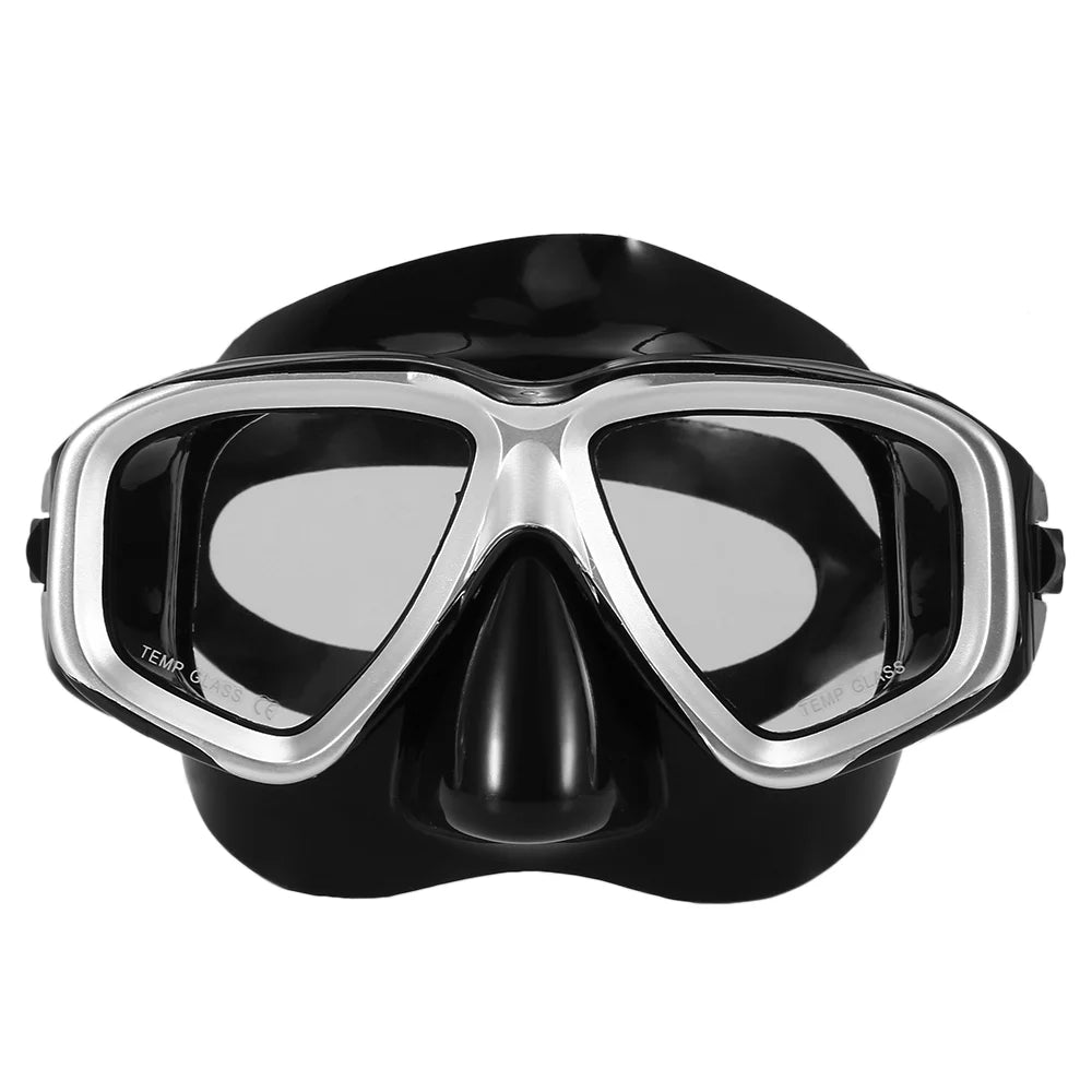 Freediving Snorkel Set with Tempered Glass Lens Goggles F431751