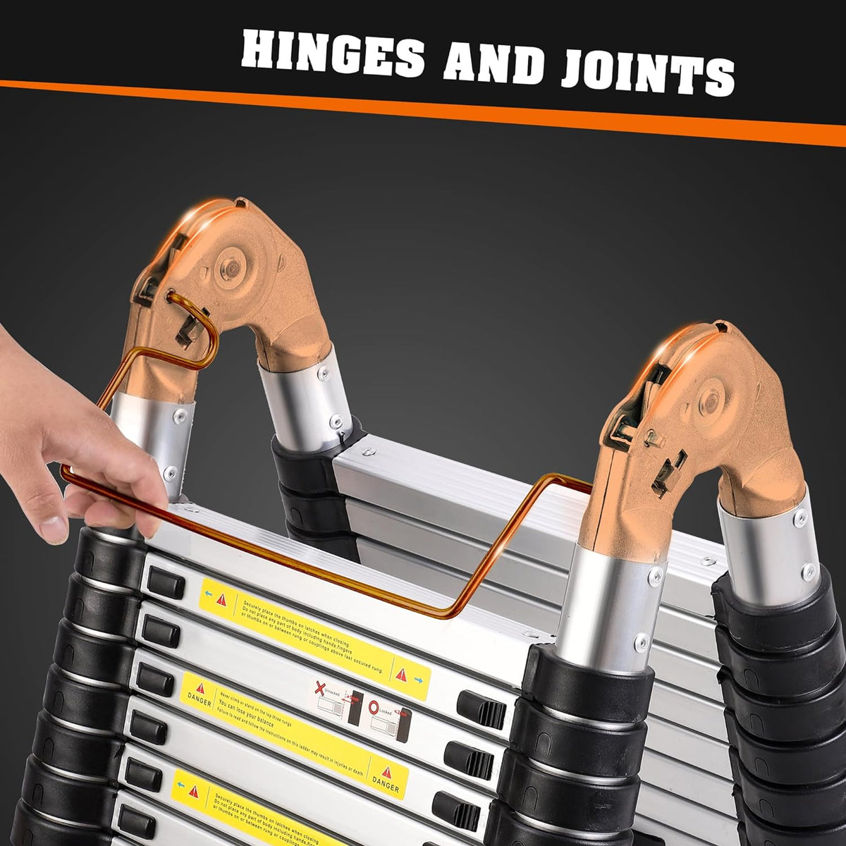14.5FT A Frame Telescoping Ladder with Balance Bar & Movable Wheel V368