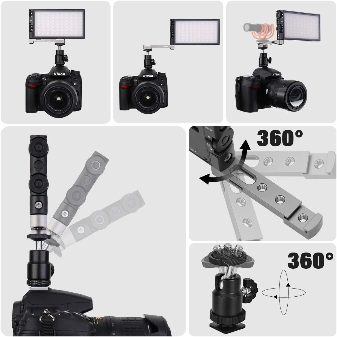 RGB Video Light with Rechargeable Battery, CRI 97, Aluminum Alloy Body P22378