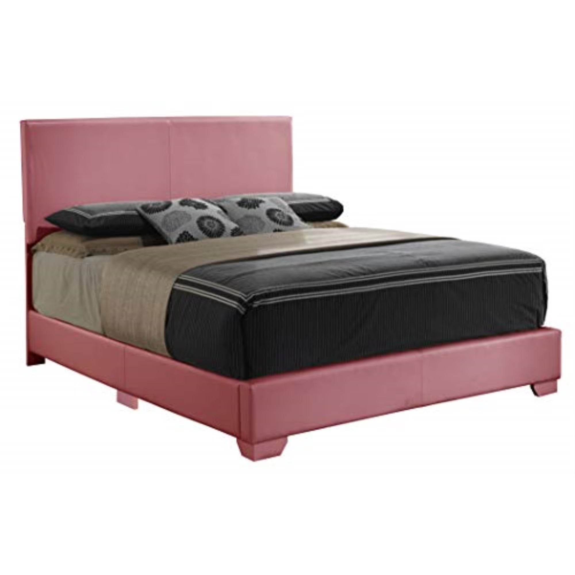 Pink Faux Leather Upholstered Full Bed Z4725