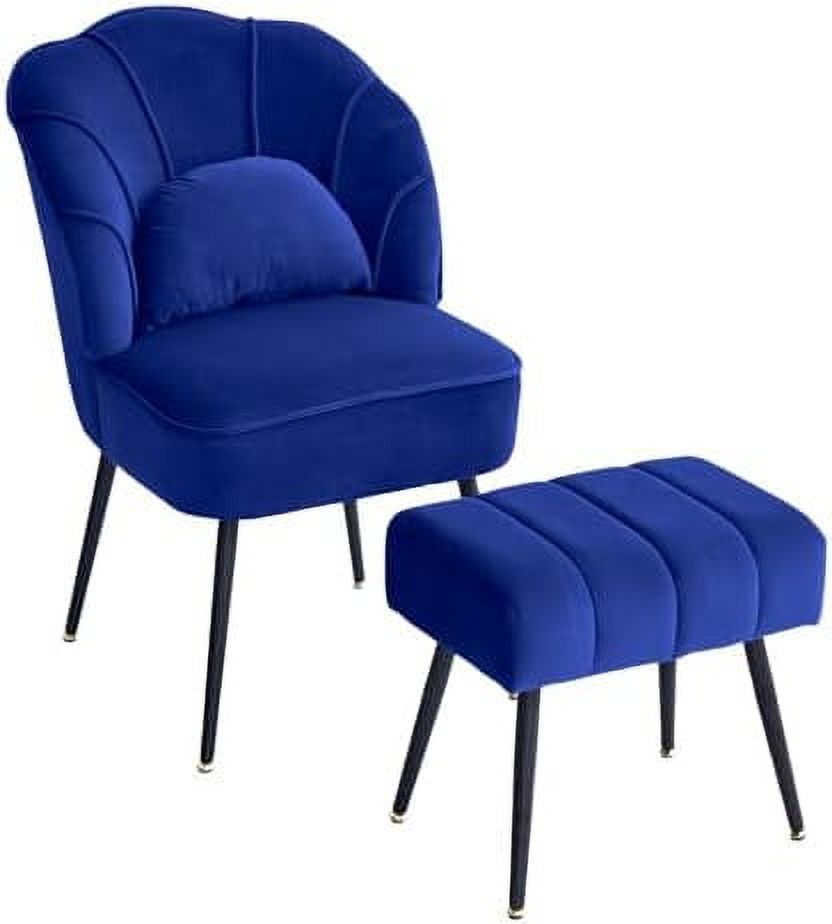 Beige Velvet Wingback Accent Chair with Ottoman M23105