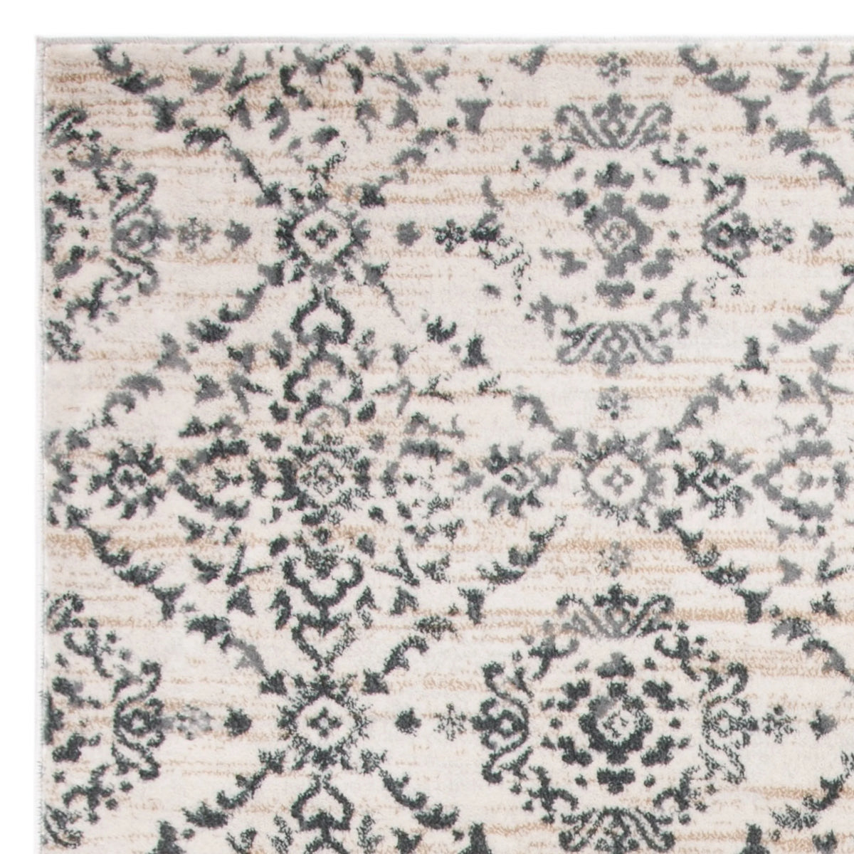 Geometric Floral Area Rug, Cream/Grey, 5'3" x 7'7" G537