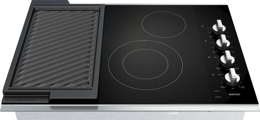 30-Inch Electric Cooktop with Reversible Grill and Griddle Stainless Steel L885
