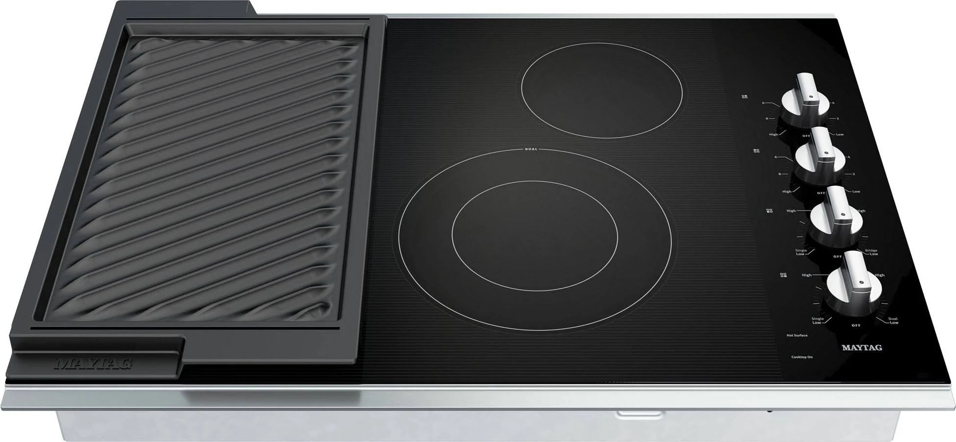 30-Inch Electric Cooktop with Reversible Grill and Griddle Stainless Steel L885