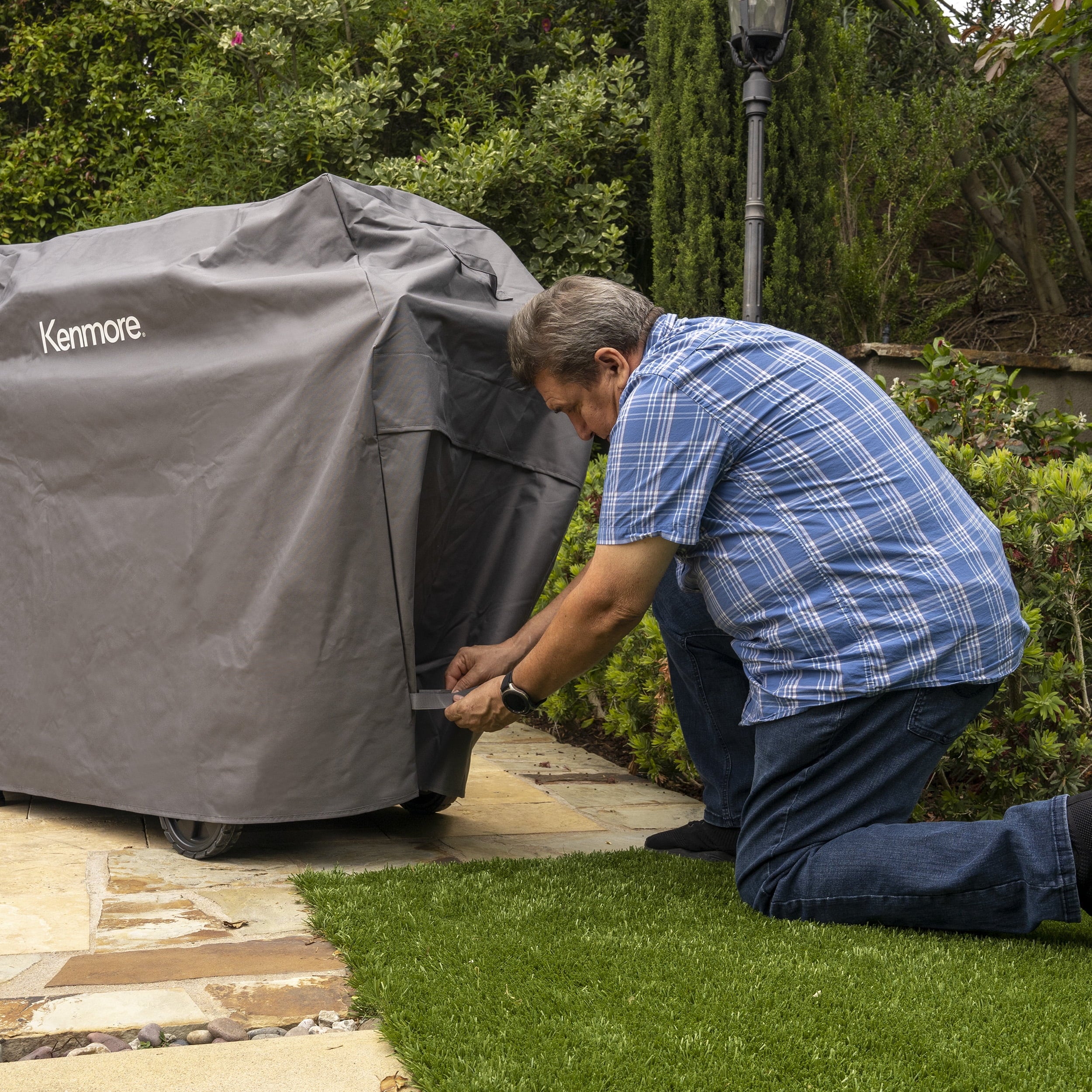 Gray 56-Inch Grill Cover for 4-Burner Gas Grill I41792