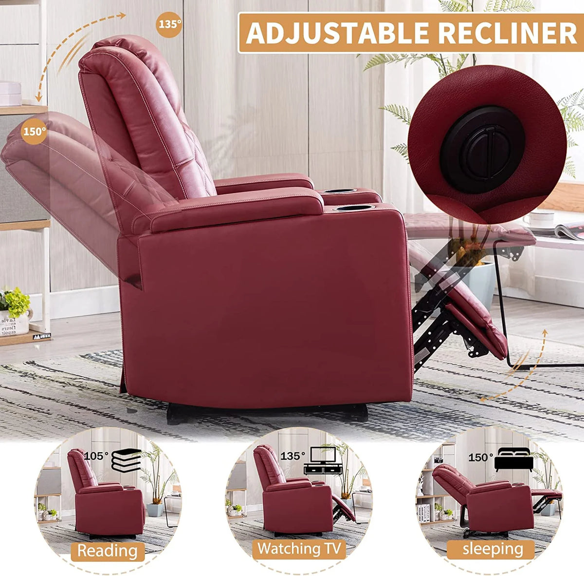 Power Recliner Chair Set of 3 PU Leather Black W42679