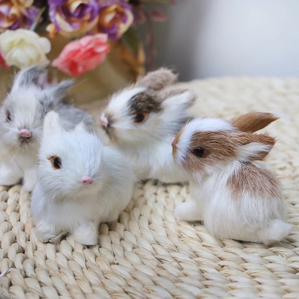 1/4Pcs Simulation Rabbit Plush Bunny Soft Toy Ornament J144270