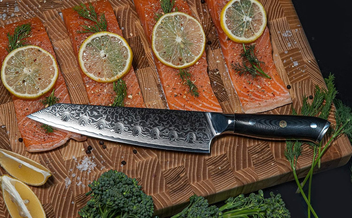 Kiritsuke Chef's Knife 8 Inch Damascus VG10 High Carbon Stainless Steel O2040