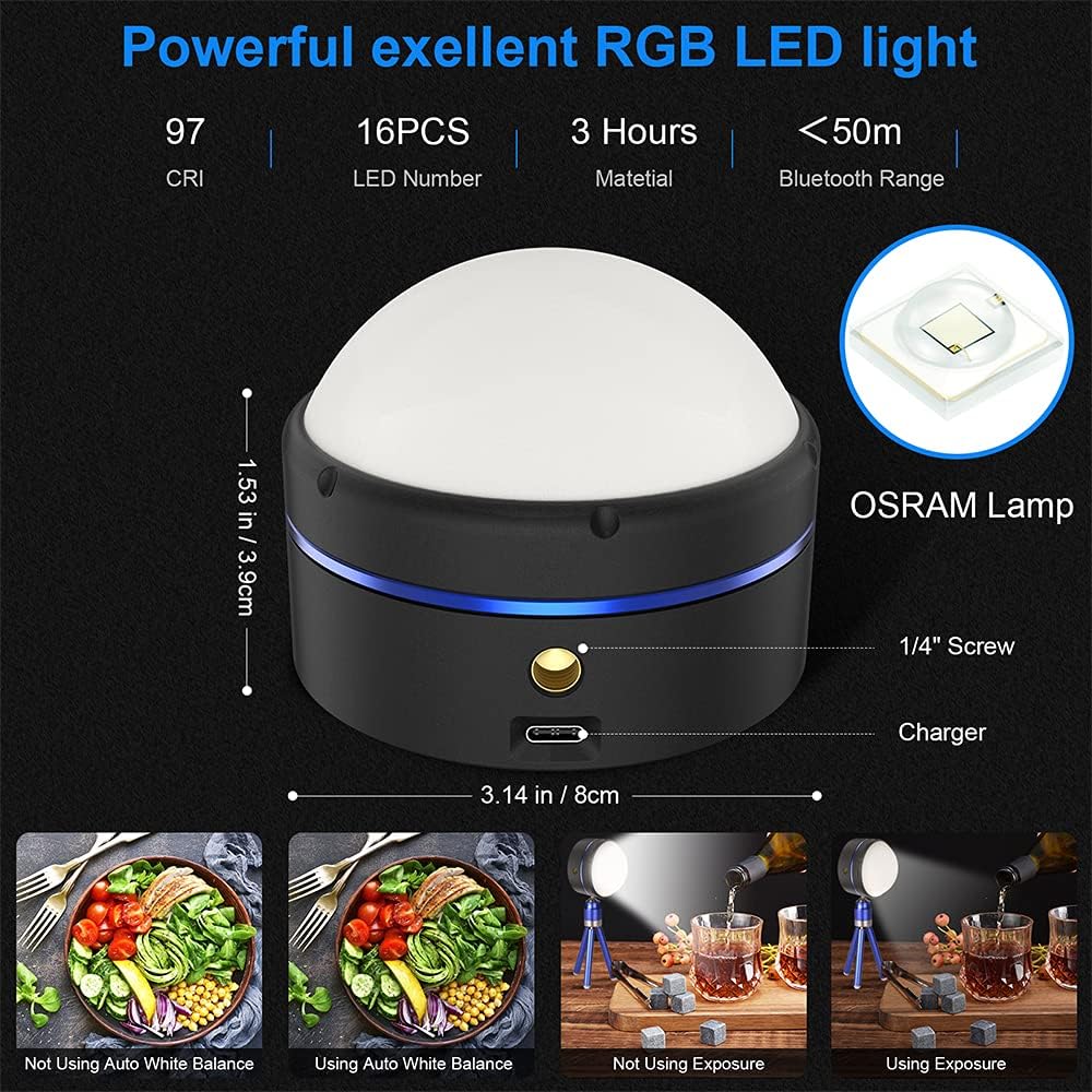 Mini RGB LED Light with APP Control, 2800K-10000K Dimmable Camera Video Lighting X659