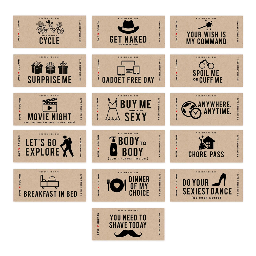 16-Pk Kraft Brown Love Coupons Z83495